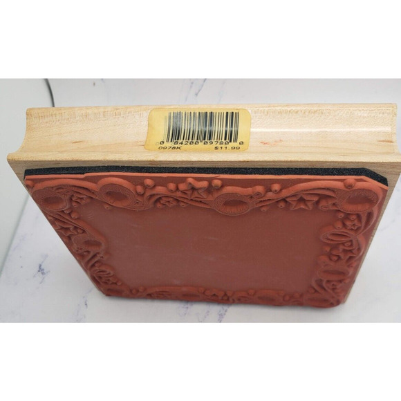 All Night Media Christmas Holiday Ornament Frame Wood Mounted Rubber Stamp 978K - Picture 2 of 7